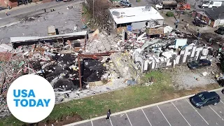 Devastating damage shown in drone footage after tornado tears through Nashville | USA TODAY