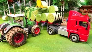 HARVESTING HAY BALES with Tractor and Truck on the Corleone Farm