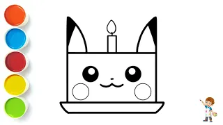 How To Draw Cake Pikachu Easy For Kids|Pikachu Cake Drawing & Colouring For Kids|Let's Draw Together