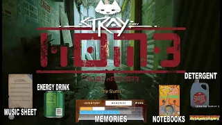 Stray - The Slum All Memory, Energy drink, Notebook, Music Sheets, Detergent Location