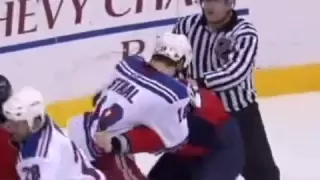 Semin fights M. Staal - first slap fight in NHL history