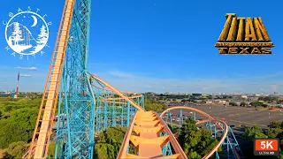 Titan Front Row On Ride POV 5K 60FPS UHD | Giovanola Hyper Coaster | Six Flags Over Texas, Arlington