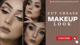 Brown Black Eyeshadow Glitter Cut Crease Eye Makeup | Nadia Baloch