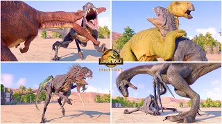 Scorpios REX All Death Animations by Carnivore and Herbivore Dinosaurs 🦖 Jurassic World Evolution 2