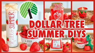 *NEW* DOLLAR TREE SUMMER DECOR  2024 l STRAWBERRY DIY DECOR l FABRIC STRAWBERRIES