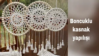 Boncuklu Kasnak nasıl yapılır / kasnağa nasıl geçirilir/ rüya kapanı / dream catcher