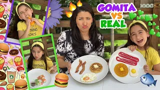 COMIDA DE GOMITA VS COMIDA REAL🍕🧇🍔🍳🍱🍣🌭🍟