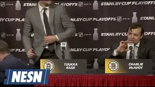 Charlie McAvoy Gets Zero Questions In Press Conference With Tuukka Rask