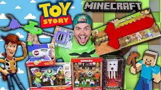 COMPREI OS NOVOS BRINQUEDOS DE MINECRAFT E TOY STORY (ESPADA GIGANTE E OFICIAIS DA DISNEY)