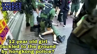 violent hongkong police arrest 12-year-old girl