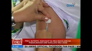 UB: Pres. Duterte, nakiusap sa mga magulang na pabakunahan ang kanilang mga anak