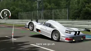 Mercedes CLR flips in Le mans 1999 recreated in Assetto Corsa.