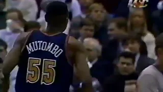 Dikembe Mutombo Nuggets 12pts 17rebs 9blks vs Timberwolves (1996)
