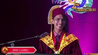 Valedictory Speech of Berry Lauron, Summa Cumlaude on 43rd Commencement Exercises of MSU Gensan