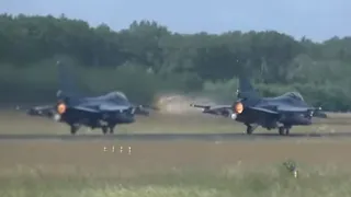 Morning wave 6x F-16 Takeoff, Touch & Go & landing at Volkel Airbase