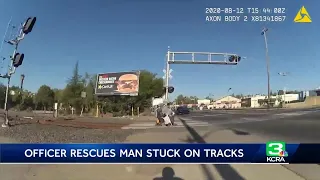 Man rescued by Lodi officer after wheelchair got stuck on train tracks