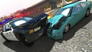 Insane Police Chases in The Biggest Map! - BeamNG Gameplay & Crashes - Police Escape