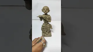 DIY clay Shri Krishna Idol making process #shorts