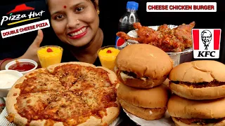 ASMR EATING: DOUBLE CHEESE CHICKEN PIZZA,KFC CHICKEN CHEESE BURGER, CHICKEN LOLIPOP,MANGO CAKE | 🧀🍔🍕