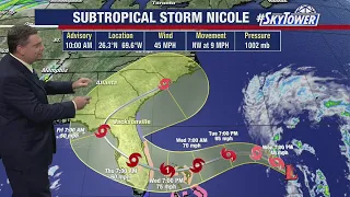 Hurricane watches issued ahead of Subtropical Storm Nicole