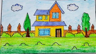 How To Draw Beautiful Scenery Step By Step | Scenery Drawing | Drawing By Arna | দৃশ্য আঁকা