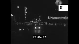1950s Germany, Berlin Street Scenes at Night, GVs