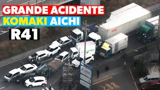 Grande acidente na rodovia 41 em Komaki/Aichi envolve 24 veículos