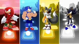 Knuckles Sonic 🆚 Dark Sonic 🆚 Tails Exe Sonic 🆚 Muscular Sonic | Sonic Tiles Hop EDM Rush Gameplay