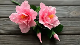 How to make Easy Paper Hibiscus Flowers DIY Paper Craft Flowers Tutorial