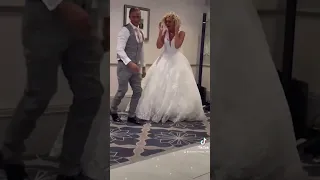 Uh oh… this new bride really takes the cake after getting knocked to the ground by her groom.