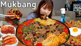 🍖소꼬리찜,부추토핑,국수사리🍜 살뜯어먹는 재미! 갈비찜보다 좋았던 꼬리찜😎 혼술 한식 집밥 GALBIJJIM MUKBANG ASMR EATINGSHOW REALSOUND 요리 먹방