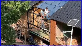 Skilled workers renovated a large 2-story house