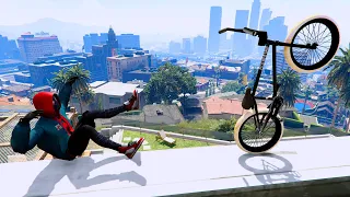 GTA 5 - Spiderman BMX Parkour Jumps Vol.9 (Euphoria Ragdolls)