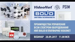 Вебинар «Преимущества управления всем спектром оборудования НВП Bolid в платформе VideoNet».