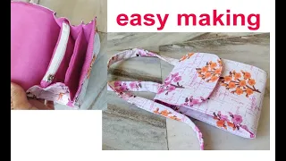 waste katran- बचे हुए कपड़ें के टुकड़ो से बनाए - sling handbag with zipper pocket -sewing tutorial