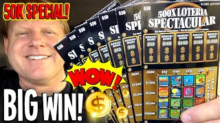 💰 BIG WIN **50K SPECIAL!** $350 NEW $50 500X Loteria Spectacular 🤑 Fixin To Scratch