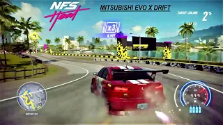 NFS Heat / Best Drift Setup for any AWD / Easy High Scores / Mitsubishi Lancer Evo X amazing drifts