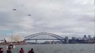 A380 formation Sydney Harbour flyover HD