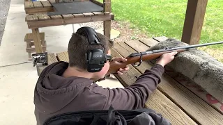 Grandson Jacob shooting a 1958 Remington Scoremaster 22 LR