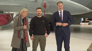 Ukrainian President Zelenskyy tours Belgian airbase with F16 fighter jets