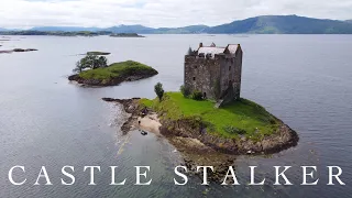 Castle Stalker, Appin - Highlands of Scotland (4K Drone Footage)