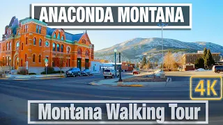 Virtual City Walking Tour - Anaconda Montana -  4K - City Walks - Virtual Treadmill Walk Scenery