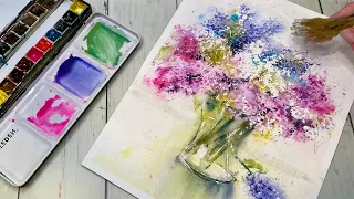 Watercolor Painting Video / No BRUSH - NO PROBLEM CHALLENGE