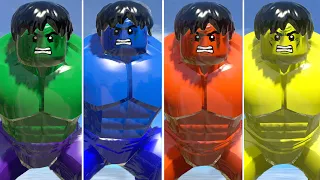 The Ultimate Hulk Color Transformations in LEGO Marvel Superheroes! Green Blue Orange & Yellow Smash