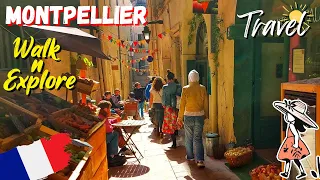 Food & Shopping Streets at Écusson, Historic Mediterranean Old Town of Montpellier, France 4k UHD