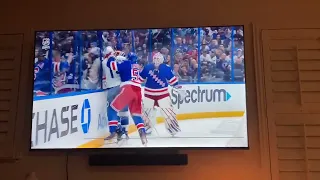 Patrick Maroon Checks New York Rangers Goalie