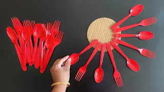 Beautiful Wall Hanging Craft Using Plastic Spoons and Forks / Paper Crafts For Home Decoration / DIY