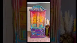 Stunning Rainbow Sunset Armoire & Dresser Set