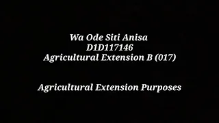 Agricultural extension purposes