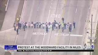 Protest at the Woodward facility in Niles